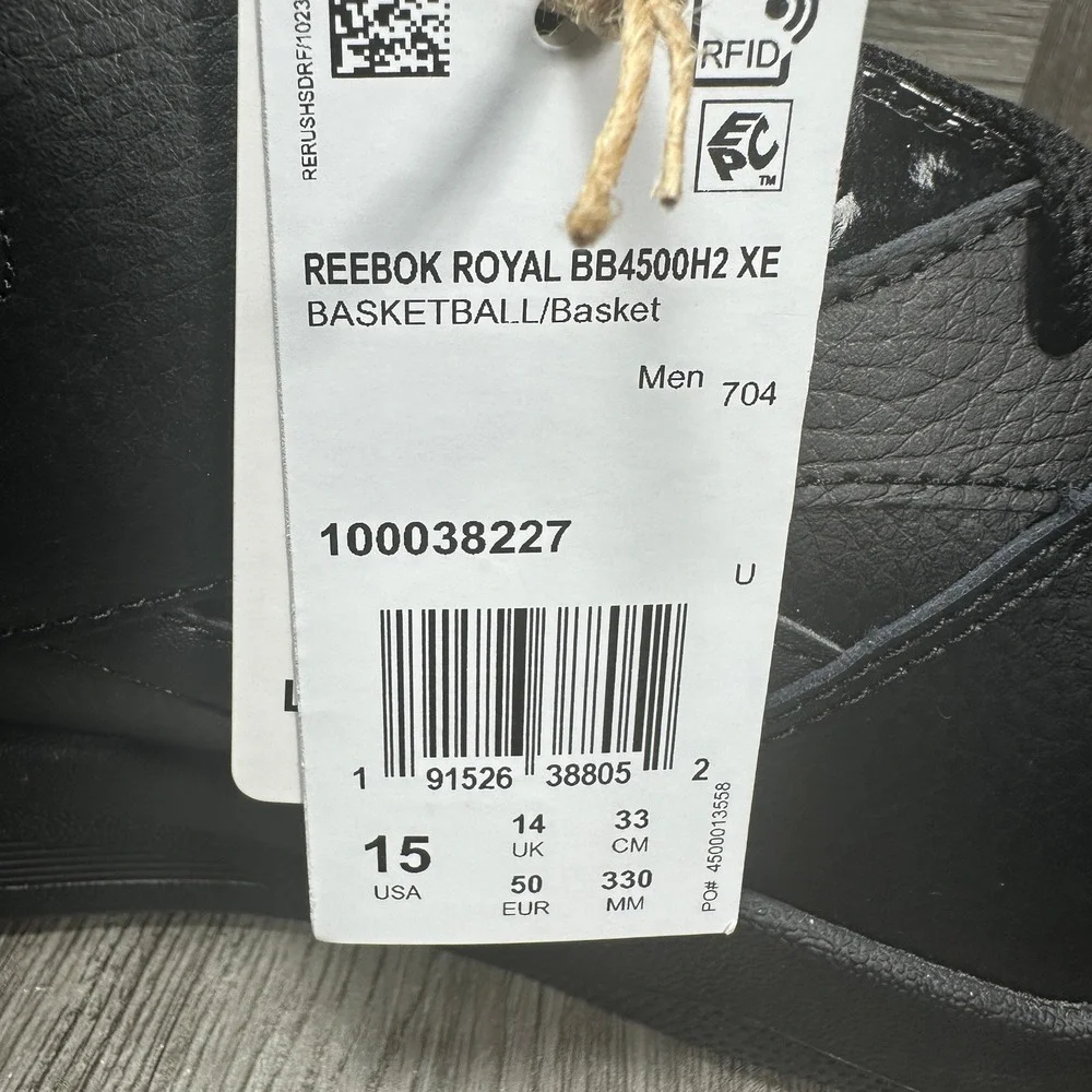 Reebok Royal BB4500H2 Basketball Mens 15 Black High Top Leather NEW